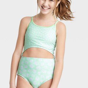 Art Class Girls Floral Printed One Piece Swimsuit - Sz XS